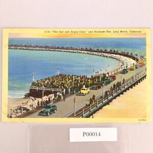 Vintage 1942 Linen Postcard Spit & Argue Club Rainbow Pier Long Beach California